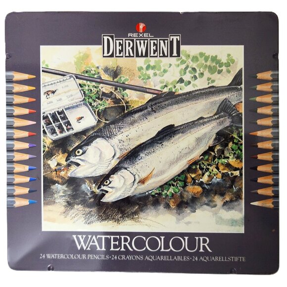 Rexel Derwent Professional Watercolor Pencil Set in Metal Case RARE DISCONTINUED - Picture 2 of 4